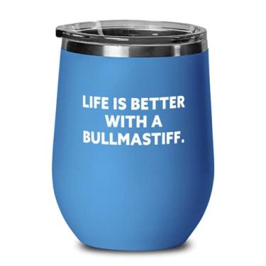 Imagem de Útil cão Bullmastiff, Life is Better With a Bullmastiff, copo de vinho especial para os amantes de animais de estimação de amigos
