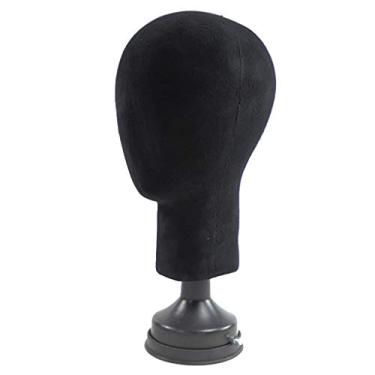 Imagem de menolana Toucas de peruca de isopor com cabeça de manequim de espuma de poliestireno, suporte de exibição com orifício de montagem