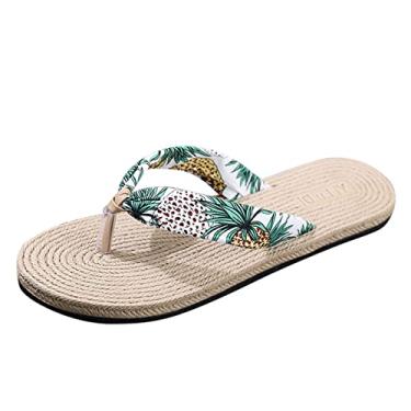 Imagem de Chinelo feminino Ortho chinelos de praia verão sandálias planas casual primavera moda feminina e (branco, 9)
