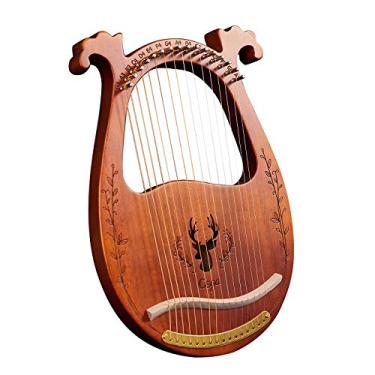 Imagem de Chusui C key 16 cordas lira de madeira harpa caixa de ressonância instrumento de corda com chave de afinação 3 peças palhetas adesivo conjunto extra de cordas