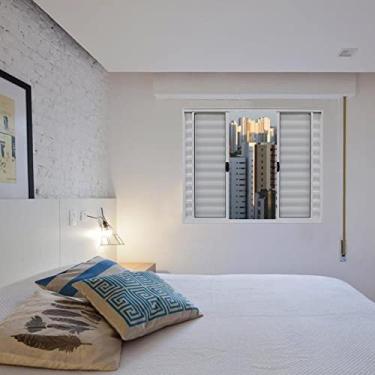 Imagem de Janela de Alumínio Veneziana 120x120cm 6 Folhas Rodam Portas Branco