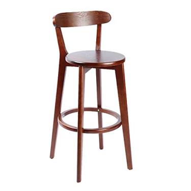 Imagem de Cadeiras de jantar banquetas de bar cadeiras cozinha café da manhã banquetas de bar pernas de madeira - bancos de bar cadeira de balcão banco de mesa de jantar banco de couro falso assento vintage rústico industrial, máx. 150kg Tudo está bem