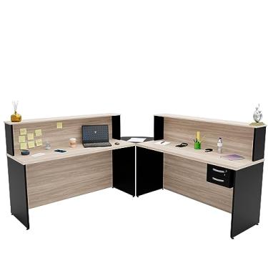 Imagem de Balcão Atendimento De Canto C/Gaveteiro Recepção 1400x600 NetMobil (Carvalho)