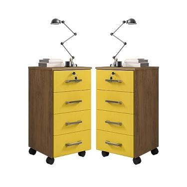 Imagem de Conjunto 2 Gaveteiros Vulcan Freijó Amarelo Flex