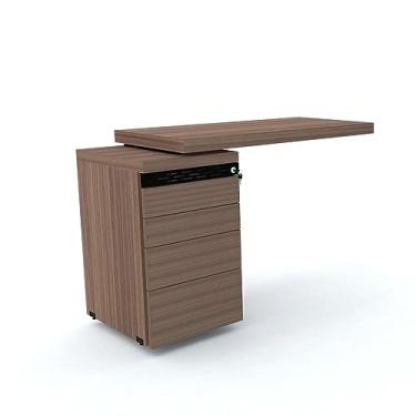 Imagem de Mesa Complemento 106 x 50 cm Pé Gaveteiro 4 Gavetas Pe50 em Mdp Noce Naturalle detalhe Preto