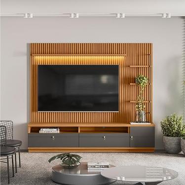 Imagem de Home para TV com Modulo Lateral York Nature Chumbo