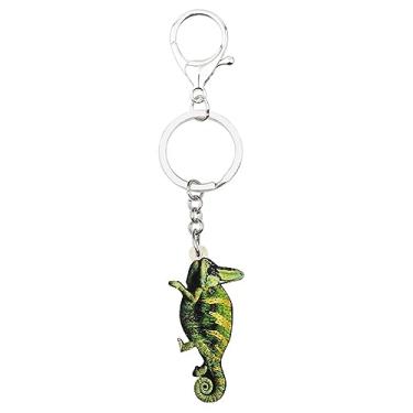 Imagem de ZALTAS Chaveiro Camaleão Anel Bijuteria Animal Bijuterias Para Mulheres Meninas Bolsas PresenteVerde