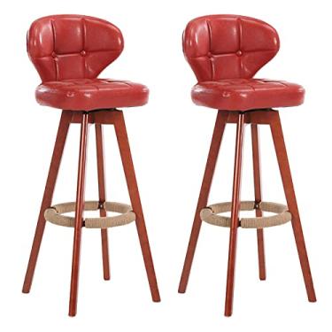 Imagem de SaiLiN Cadeiras de Jantar Cadeiras de Sala de Jantar Vintage Balcão Altura Bar Cadeira Conjunto de 2, Couro PU Casa Luxo Banco de Bar Balcão de Cozinha com Costas Tudo está bem