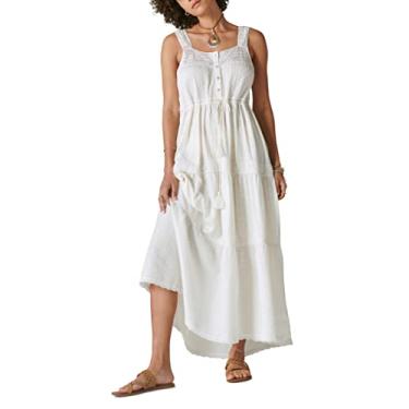 Imagem de Lucky Brand Vestido longo feminino de renda em camadas, Gardênia, P