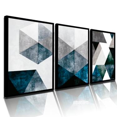 Imagem de Quadro Abstrato Tons Azuis E Cinza Lindo Cimento Tendência