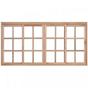 Imagem de Janela com 2 Caixilhos Fixos e 2 Caixilhos de Correr para Vidros Quadriculados sem Veneziana Rondosul Natural