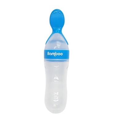Imagem de Colher Dosadora de Silicone para Bebê, Mamadeira Dosadora de Papinha e Leite, Alimentação Infantil, Com Tampa Vedada, Fácil de Usar e Higienizar (AZUL)