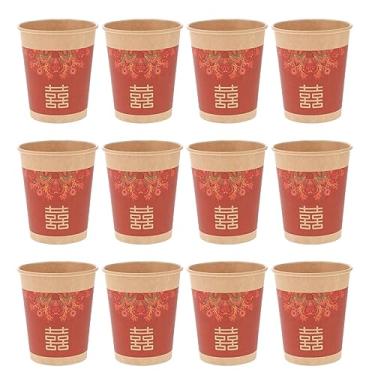Imagem de Copos de papel descartáveis 50 peças Copos de café de papel descartáveis chineses Copos de chá frio quente copos de papel para beber bebidas para festa de casamento de festa de casamento copos de papel de casamento