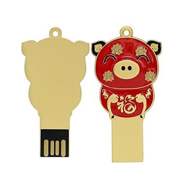 Imagem de Pen Drive USB em forma de porco de 16 GB, unidades USB pen drives USB 2.0 disco pen drive pen drive drive data armazenamento flash disco zip drive USB Stick (vermelho)