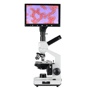 Imagem de Microscópio biológico profissional, microscópio monocular com display, com holofote móvel de mesa de colocação, lente objetiva 4x10x40x, ocular 25x10x-7" screen