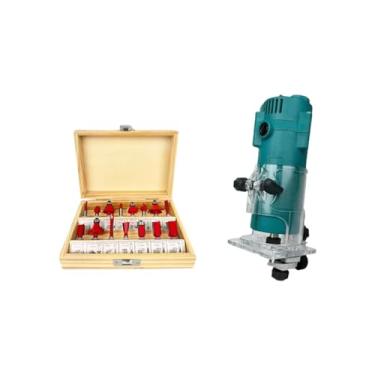 Imagem de Kit Tupia Laminadora 650w 6mm Com Jogo De Fresas 15 Peças 110V/220V