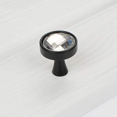 Imagem de 1 peça, puxador de armário de liga de zinco, maçanetas de porta de simplicidade moderna, puxadores de móveis de diamante redondo, puxadores de gaveta de furo único, vidro de cristal transparente, com