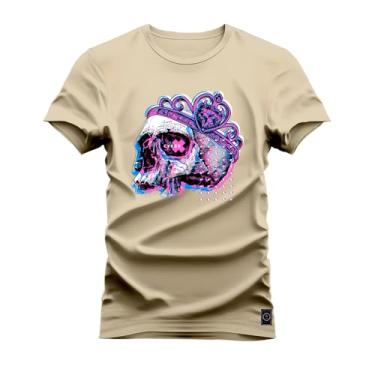 Imagem de Camiseta Plus Size T-Shirt Algodão 100% Algodão Rox Bot Bege G5