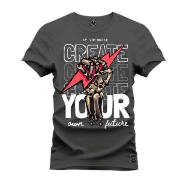 Imagem de Camiseta Casual Malha Confortável Estampada Your Grafite GG