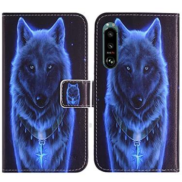 Imagem de TienJueShi Wolf Fashion Stand TPU Silicone Book Stand Flip PU Leather Protector Phone Case para Sony Xperia 1 IV 6,5 polegadas Capa Etui Wallet