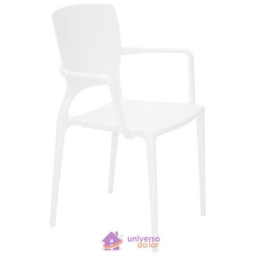 Imagem de Cadeira Tramontina Sofia Brancas Com Braços Encosto Fechado Em Polipro
