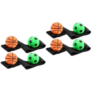 Imagem de SAFIGLE 8 Peças bola saltitante de pulso massageador de mão brinquedos de pulseira de bola de futebol cesta de drenagem basquetebol bolas de borracha pulseiras de jogo de futebol sólido