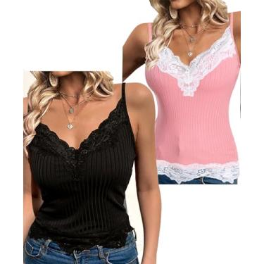 Imagem de BemorRun Camiseta regata feminina de algodão arejada macia e confortável de renda, Preto + rosa, G