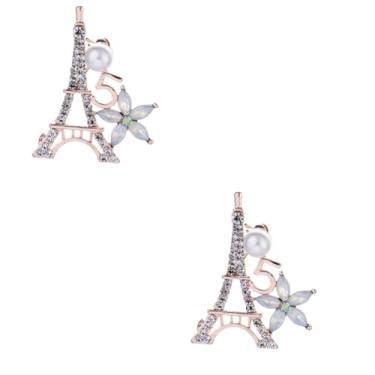 Imagem de PRETYZOOM 2 Unidades broche de strass Broche da Torre Eiffel Broche de pérola Broche de aniversário Broche para casamento alfinete de broche peito de mulheres França Senhorita