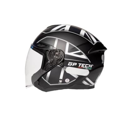 Imagem de CAPACETE GP TECH OPEN OF669 UK FOSCO PRETO BRANCO 56