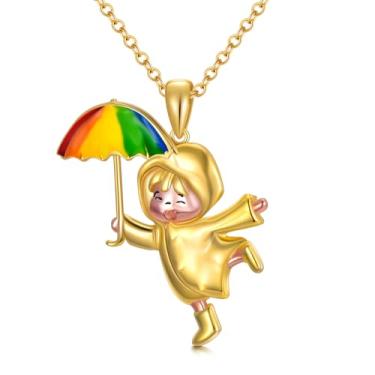 Imagem de PARYFO Colar de joias fofas para meninas, guarda-chuva de prata esterlina S925, menina/patinação artística, para amantes de esportes, joias de aniversário,para irmãs amigas, neta,