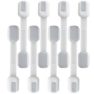 Imagem de Trava de armário de cozinha para segurança de crianças – Pacote com 12 alças de gaveta à prova de bebês da OKEFAN, kit de gaveta para crianças, banheiro, armário, forno, geladeira, micro-ondas e travas de vaso sanitário, Cinza