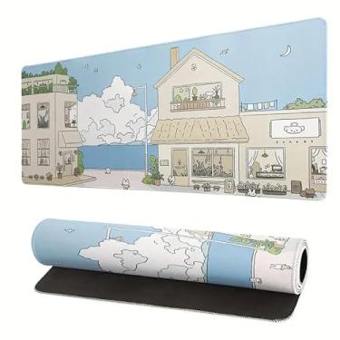 Imagem de Teclado e mouse pad antiderrapante para jogos em casa e escritório grande/GG (céu e cidade)
