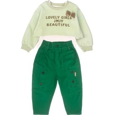 Imagem de Peacolate Conjunto de 3 peças de roupas para meninas, 2-7 anos, camiseta regata verde e jeans, Verde, 6-7 Anos