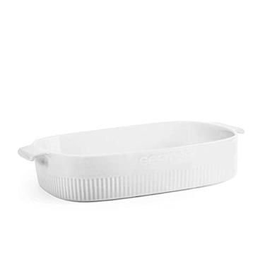 Imagem de Travessa retangular em porcelana, modelo assar ou servir, refratária, 5000 ml, Germer, Branco