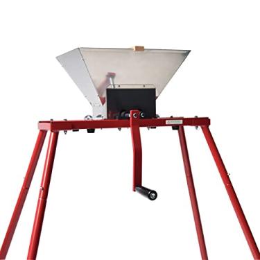 Imagem de SQUEEZE master Triturador clássico de frutas e maçã vinho com suporte - Moedor manual de 7 litros/1,8 galão - aço inoxidável grande - vermelho