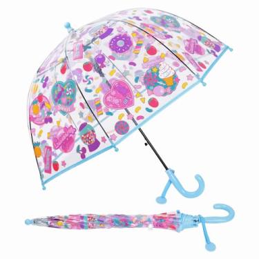 Imagem de Decalsweet Guarda-chuva infantil bolha transparente com abertura de segurança guarda-chuva leve para meninas e meninos, Rosa (Pink Candy), S, divertido