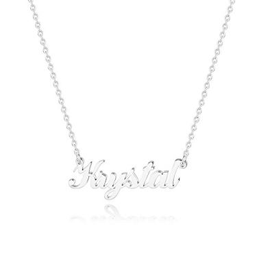 Imagem de Hidepoo Colar com nome personalizado – Colar com pingente de nome de aço inoxidável, corrente delicada com nome de letra, joias personalizadas, presentes para mulheres, Metal