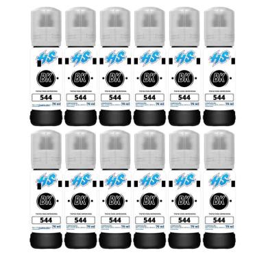 Imagem de Kit 12 Refil Haddaway Store T544 70ml L3110 L3250 L3150 Preto