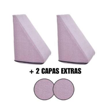 Imagem de Kit 2 Almofada Triangular Encosto Espuma Antirefluxo Apoio Costas Anatômico Leitura + Capa Extra-Unissex
