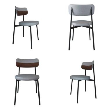 Imagem de Cadeira Kyta Fixa com 4 Pés 50 X 44,7 X 83,8 Cm com 4 Unidades Cinza /Whisky/Preto