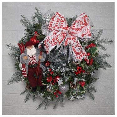 Imagem de Guirlanda Natalina Enfeite De Porta Papai Noel Esquiador 60cm
