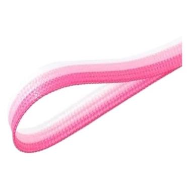 Imagem de Cadarços Listrados Colorblocked Tênis Infantil Adulto Cadarços Elásticos De Cor Gradiente Acessórios Para Sapatos(Pink white 10,160cm)