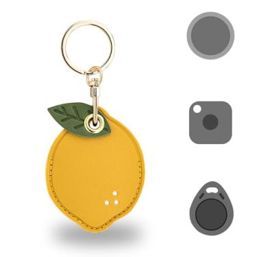 Imagem de Linda capa de couro para Apple AirTag, Tile Mate, Galaxy SmartTag, Eufy SmartTrack Link e chaveiro antiarranhões, Morango, G