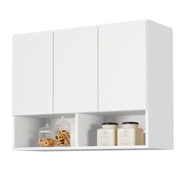 Imagem de Armario Aéreo Organizador Multiuso Quarto Sala Bela 3 Portas (Branco)