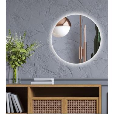 Imagem de Espelho Redondo Decorativo com LED - 40x40cm - Papel e Parede