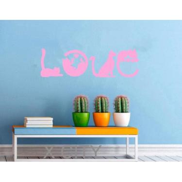 Imagem de Adesivo Gato Love  TAMANHO 70cm x 20,5cm - Decoração Quartos, Salas, P