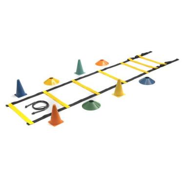 Imagem de Kit Agilidade Colorido 1 Escada 4 Cones 4 Chapéus 1Corda PVC - KeerSpo