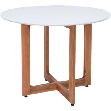 Imagem de Mesa de Jantar Viana em madeira maciça e Mdf - Bac Móveis, Natural/Bra