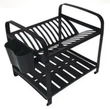 Imagem de Escorredor de Louças 12 Pratos Inox Preto com Porta Talher Mak-Inox SE
