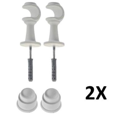 Imagem de Kit 2 Suporte para Varão Cortina com Ponteira 28mm Branco